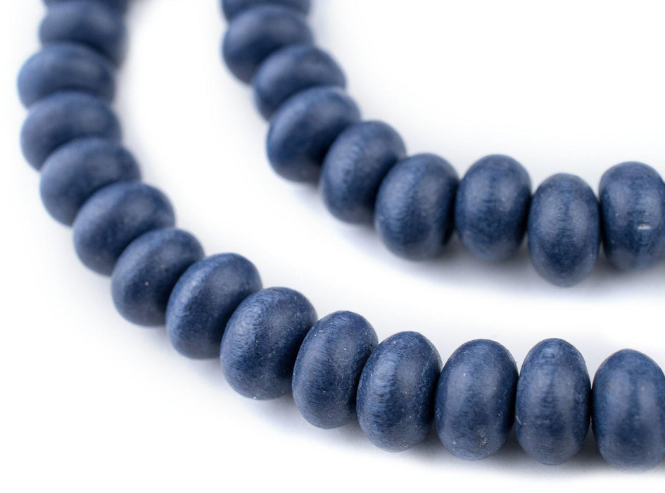 Cobalt Blue Abacus Natural Wood Beads (8x12mm) - The Bead Chest