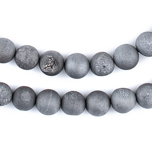 Silver Round Druzy Agate Beads (10mm) - The Bead Chest