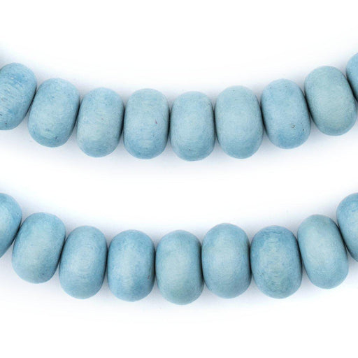 Light Blue Abacus Natural Wood Beads (8x12mm)