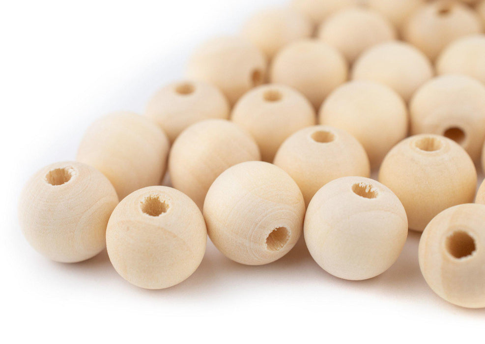 Unfinished Natural Wood Beads (12mm, Set of 50) - The Bead Chest