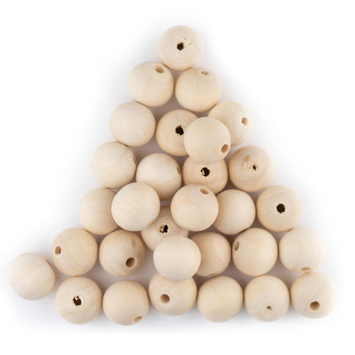 Unfinished Natural Wood Beads (18mm, Set of 35) - The Bead Chest