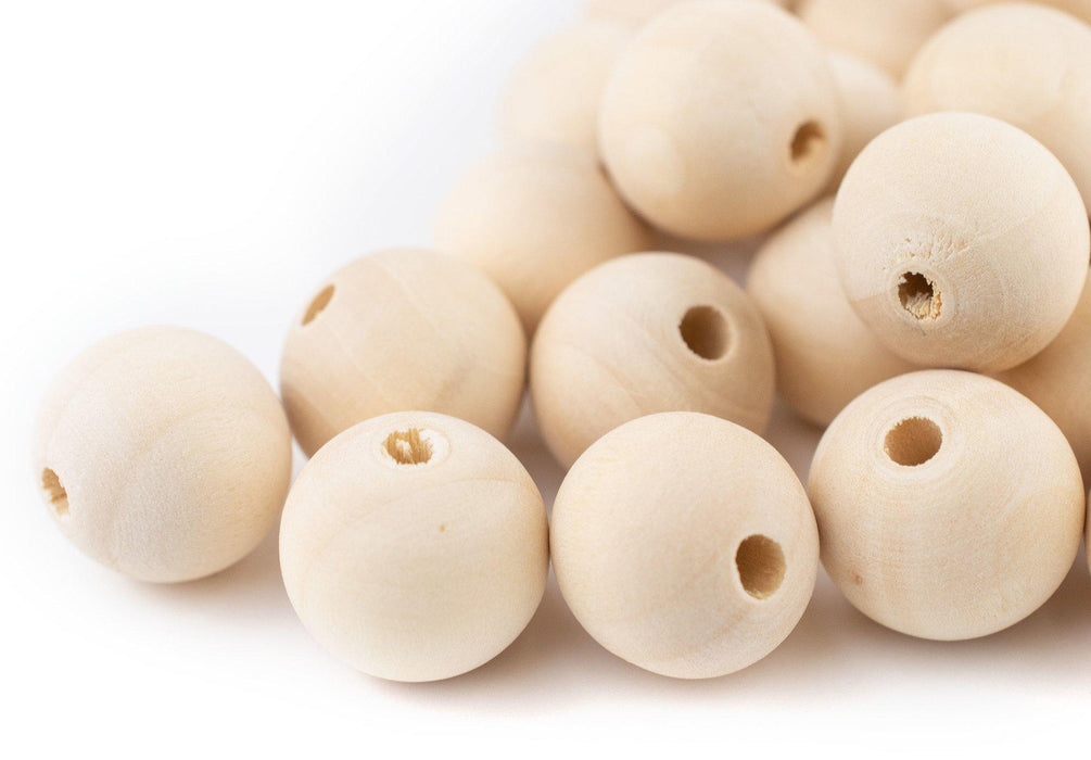 Unfinished Natural Wood Beads (18mm, Set of 35) - The Bead Chest