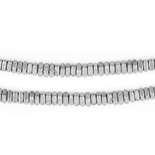 Faceted Silver Square Beads (4mm, 16 Inch Strand)