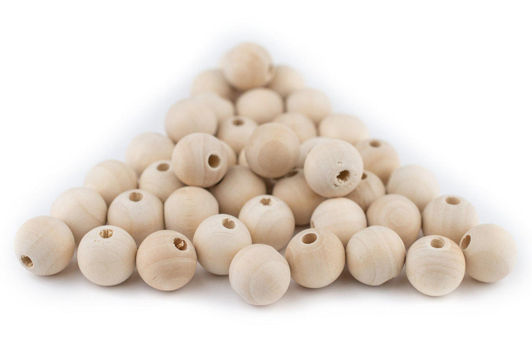 Unfinished Natural Wood Beads (10mm, Set of 60) - The Bead Chest