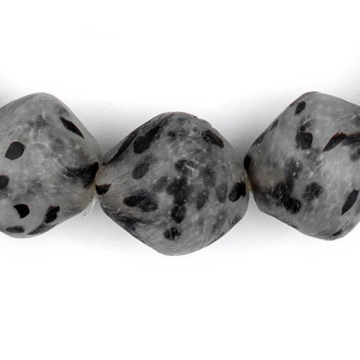 Jumbo Black Speckle Bicone Recycled Glass Beads (24mm)