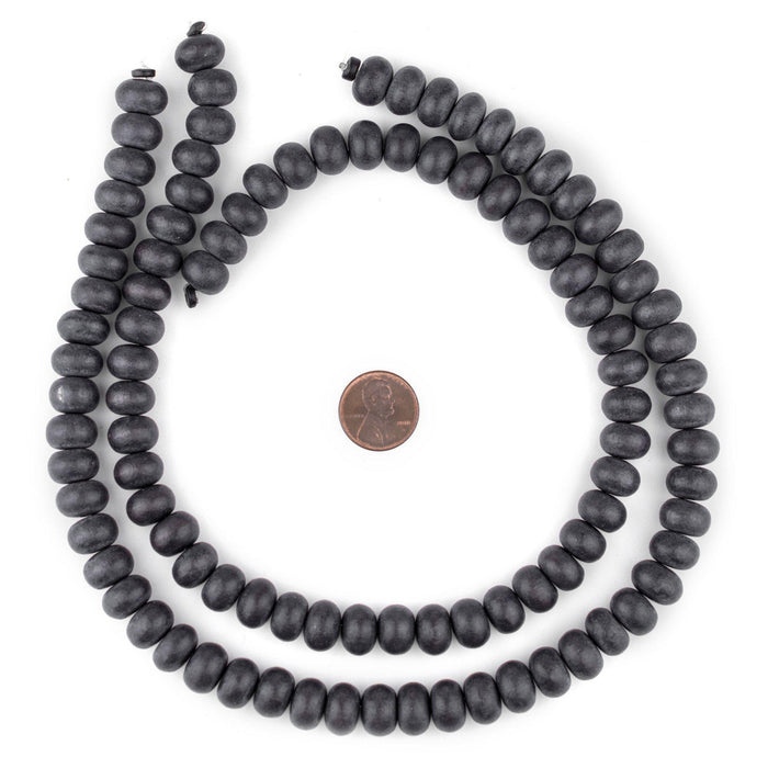 Dark Grey Abacus Natural Wood Beads (8x12mm) - The Bead Chest