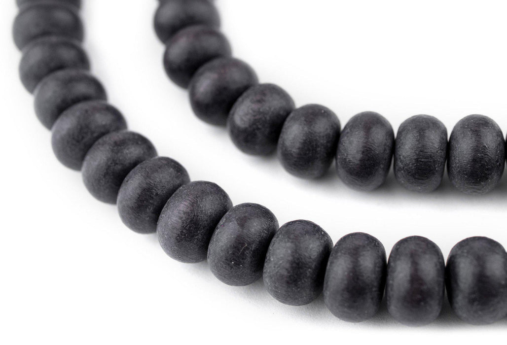 Dark Grey Abacus Natural Wood Beads (8x12mm) - The Bead Chest