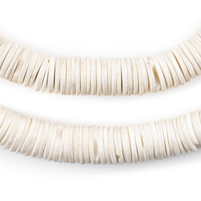 White Coconut Bone Heishi Beads (10mm) - The Bead Chest