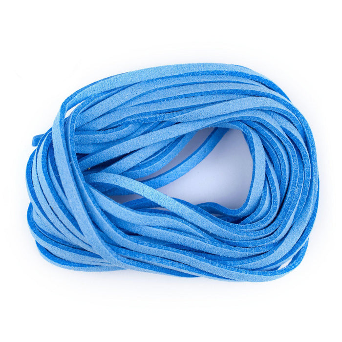 3mm Flat Carolina Blue Faux Suede Cord (15ft) - The Bead Chest