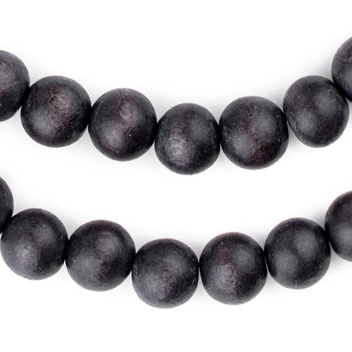 Dark Grey Round Natural Wood Beads (12mm)