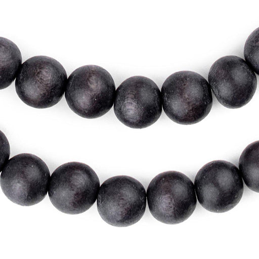 Dark Grey Round Natural Wood Beads (12mm) - The Bead Chest