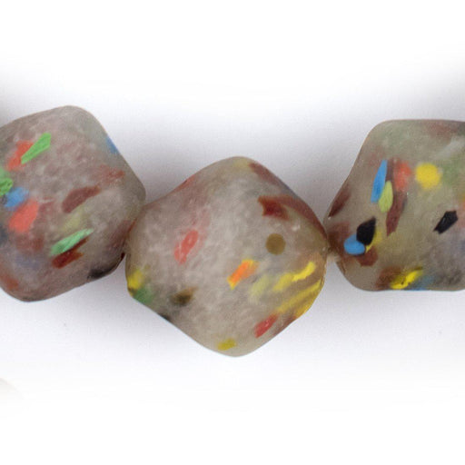 Jumbo Rainbow Speckle Bicone Recycled Glass Beads (25mm) - The Bead Chest