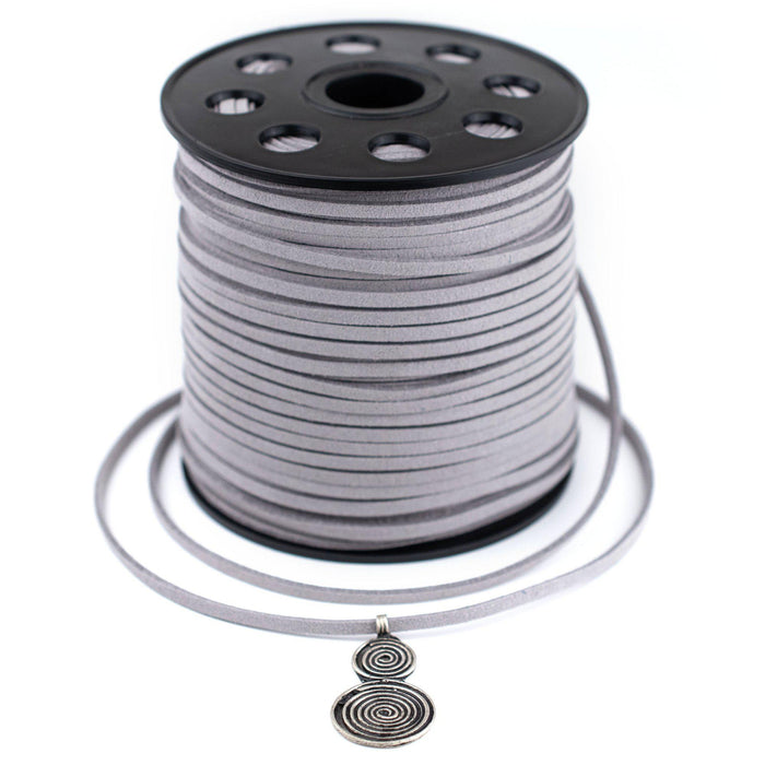 3mm Flat Light Grey Faux Suede Cord (300ft) - The Bead Chest