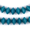 Aqua Blue Bicone Natural Wood Beads (10x15mm)