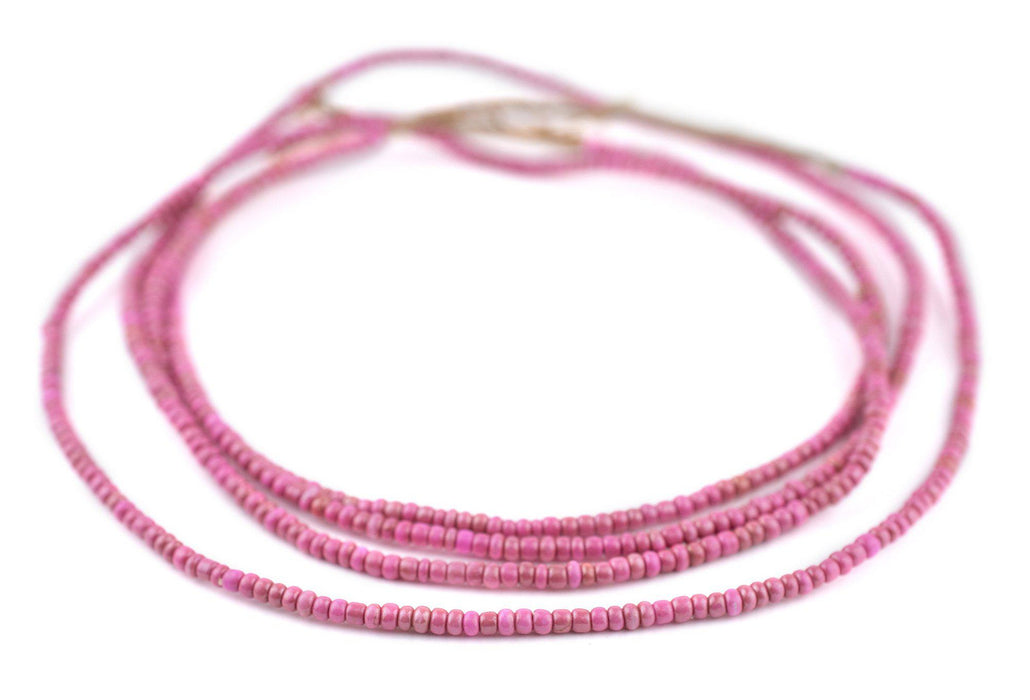 Bright PInk Ghana Seed Beads (3mm) - The Bead Chest