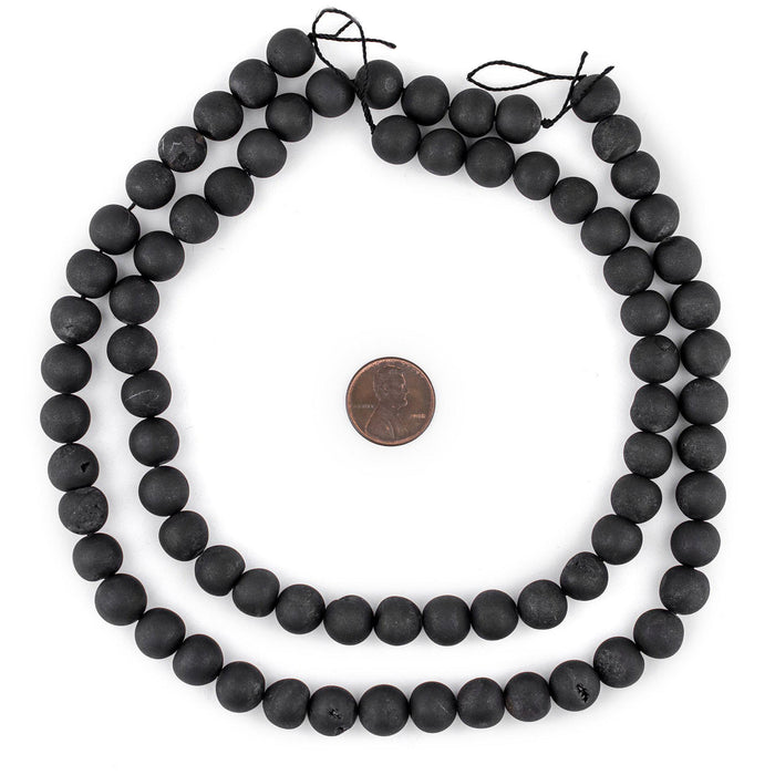Black Round Druzy Agate Beads (10mm) - The Bead Chest