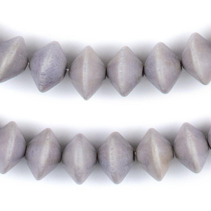 Light Grey Bicone Natural Wood Beads (10x15mm) - The Bead Chest