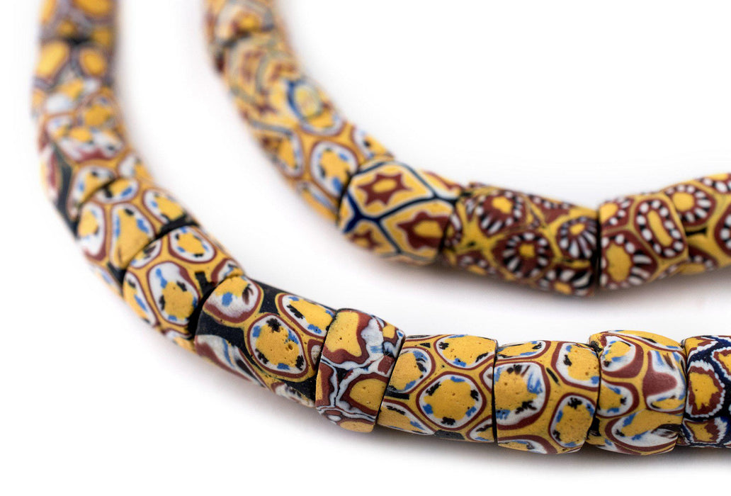 Orange Mosaic Antique Venetian Millefiori Trade Beads - The Bead Chest
