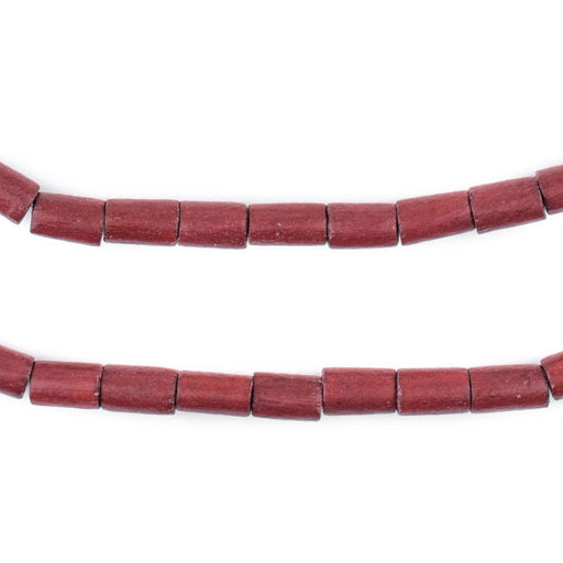 Cherry Red Tube Natural Wood Beads (7x5mm) - The Bead Chest