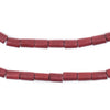 Cherry Red Tube Natural Wood Beads (7x5mm)