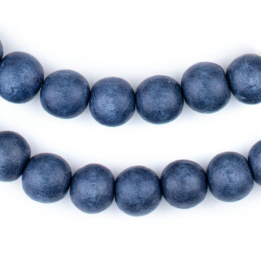 Cobalt Blue Round Natural Wood Beads (12mm)
