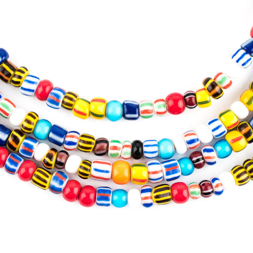 Mixed Ghana Glass Chevron Beads (6mm) - The Bead Chest