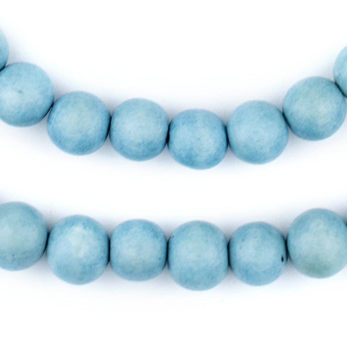 Light Blue Round Natural Wood Beads (12mm) - The Bead Chest