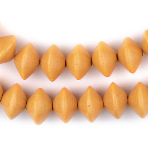 Yellow Bicone Natural Wood Beads (10x15mm)