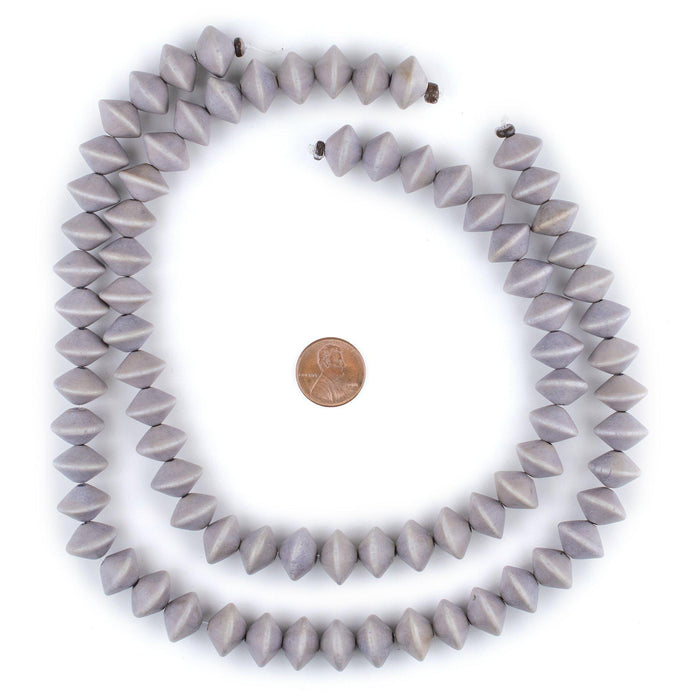 Light Grey Bicone Natural Wood Beads (10x15mm) - The Bead Chest