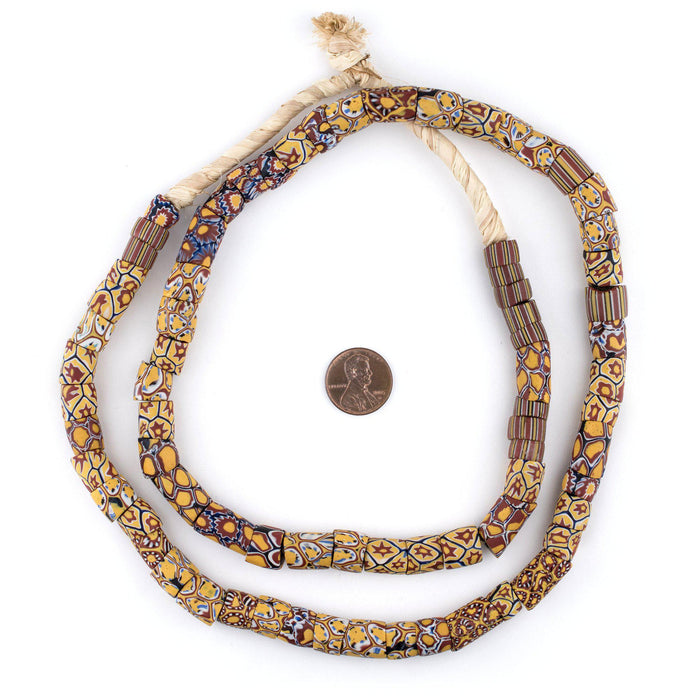 Orange Mosaic Antique Venetian Millefiori Trade Beads - The Bead Chest