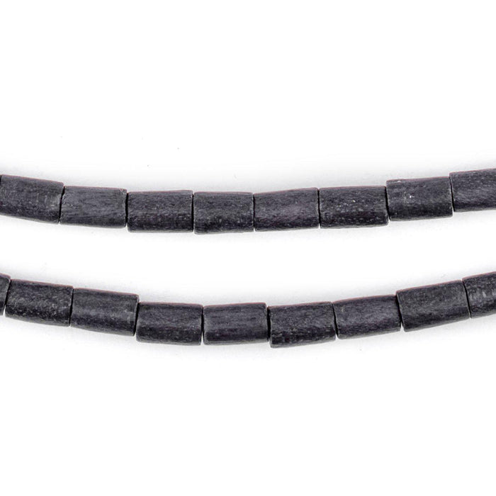 Dark Grey Tube Natural Wood Beads (7x5mm) - The Bead Chest
