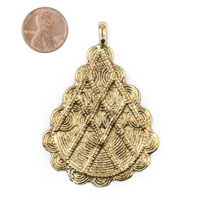 Brass Baule Pyramid Pendant (67x48mm) - The Bead Chest