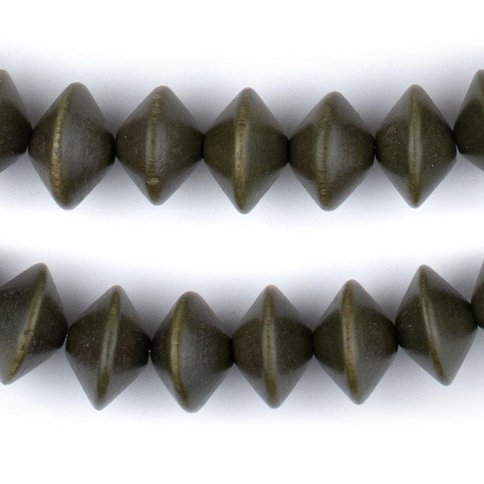 Olive Green Bicone Natural Wood Beads (10x15mm) - The Bead Chest