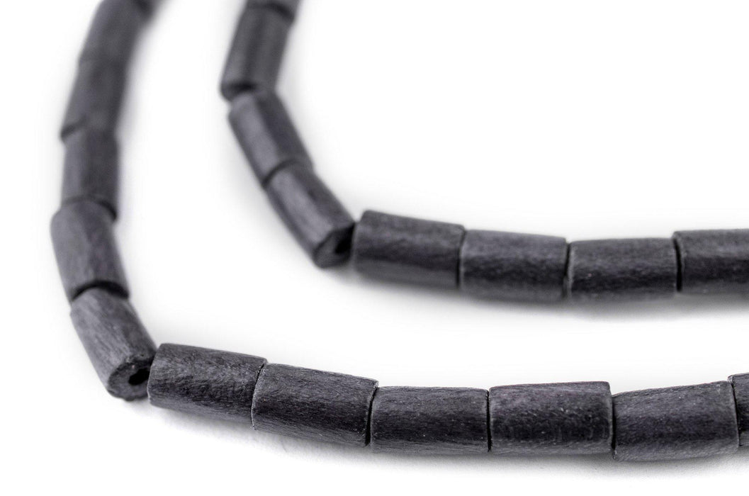 Dark Grey Tube Natural Wood Beads (7x5mm) - The Bead Chest