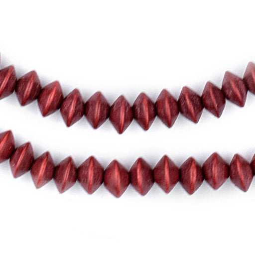 Cherry Red Bicone Natural Wood Beads (5x8mm)