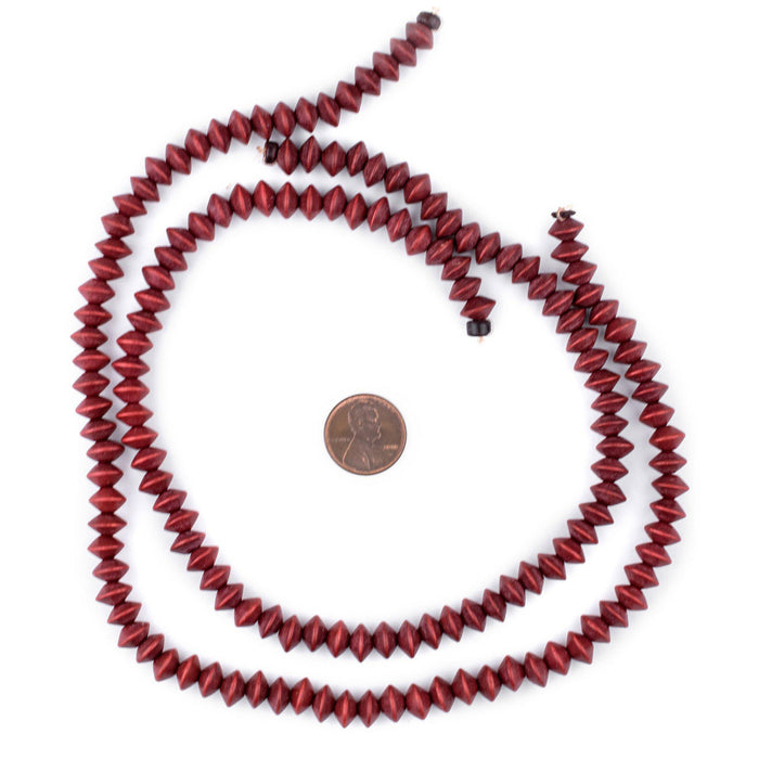 Cherry Red Bicone Natural Wood Beads (5x8mm) - The Bead Chest
