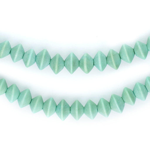 Pistachio Green Bicone Natural Wood Beads (5x8mm)