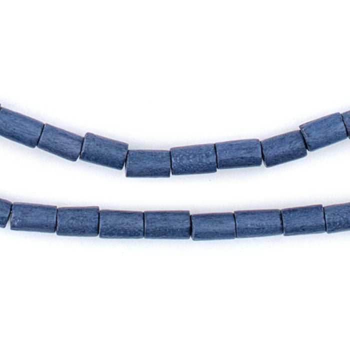 Cobalt Blue Tube Natural Wood Beads (7x5mm) - The Bead Chest