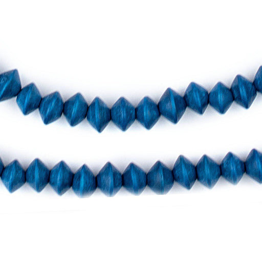 Azul Blue Bicone Natural Wood Beads (5x8mm)