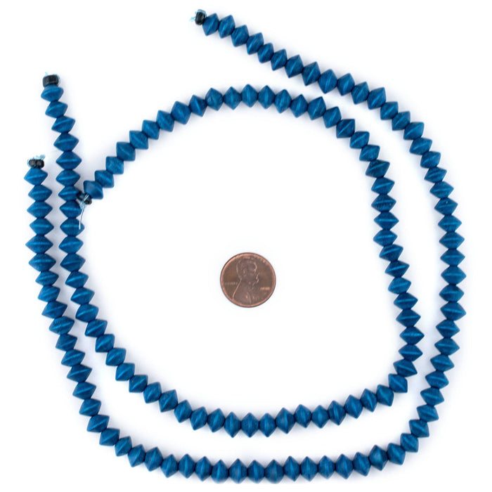 Azul Blue Bicone Natural Wood Beads (5x8mm) - The Bead Chest