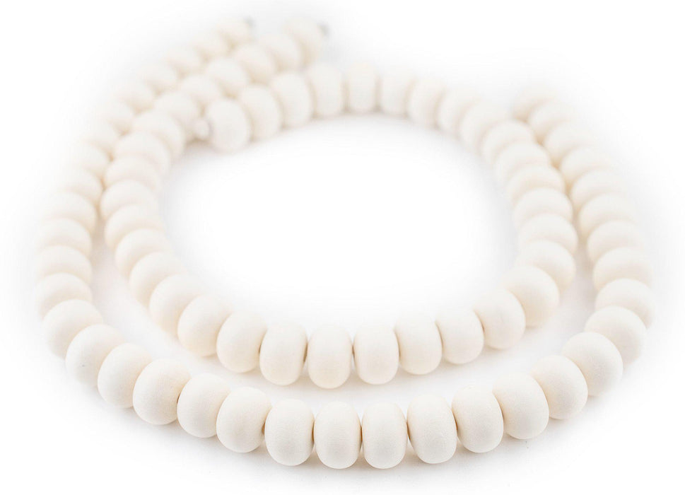 White Abacus Natural Wood Beads (10x15mm) - The Bead Chest