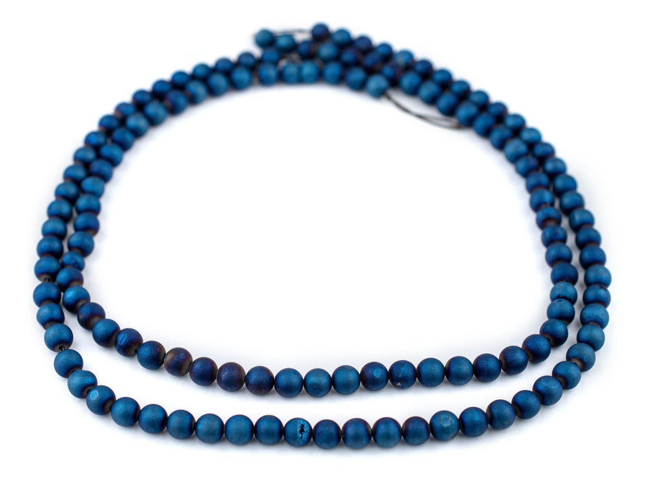 Blue Round Druzy Agate Beads (6mm) - The Bead Chest