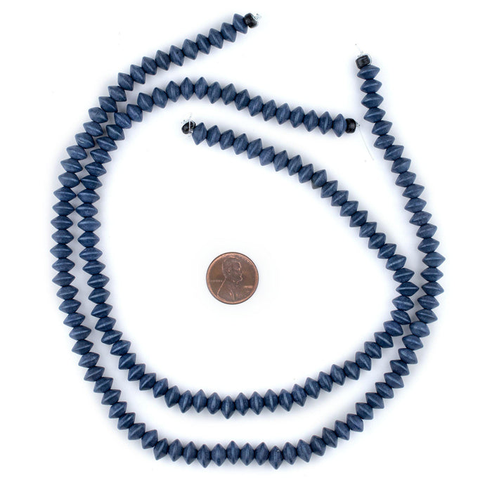 Cobalt Blue Bicone Natural Wood Beads (5x8mm) - The Bead Chest