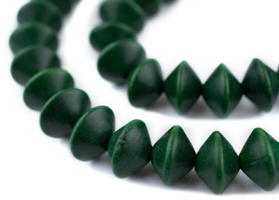 Green Bicone Natural Wood Beads (10x15mm) - The Bead Chest