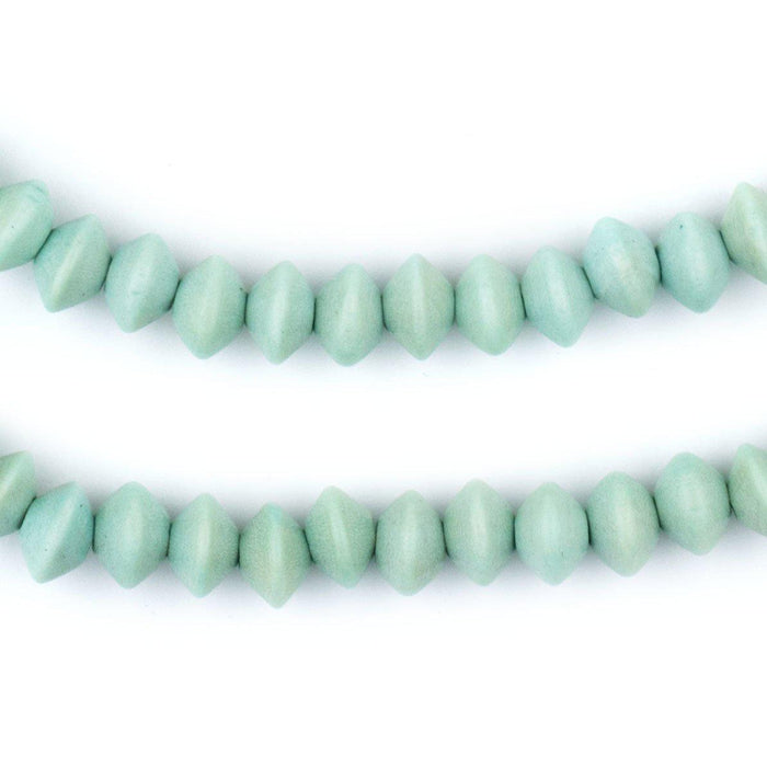Mint Green Bicone Natural Wood Beads (5x8mm) - The Bead Chest