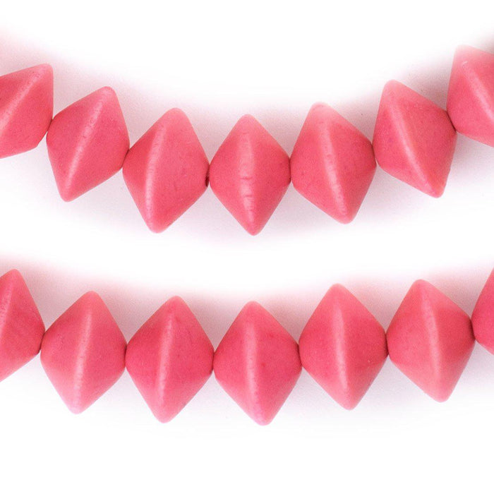 Neon Pink Bicone Natural Wood Beads (10x15mm) - The Bead Chest
