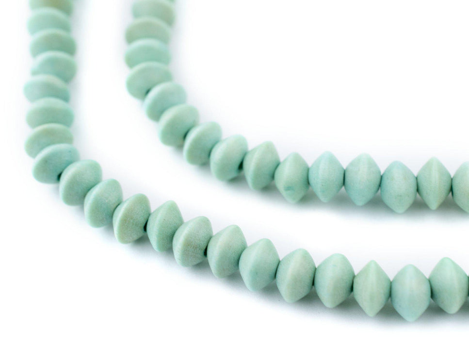Mint Green Bicone Natural Wood Beads (5x8mm) - The Bead Chest