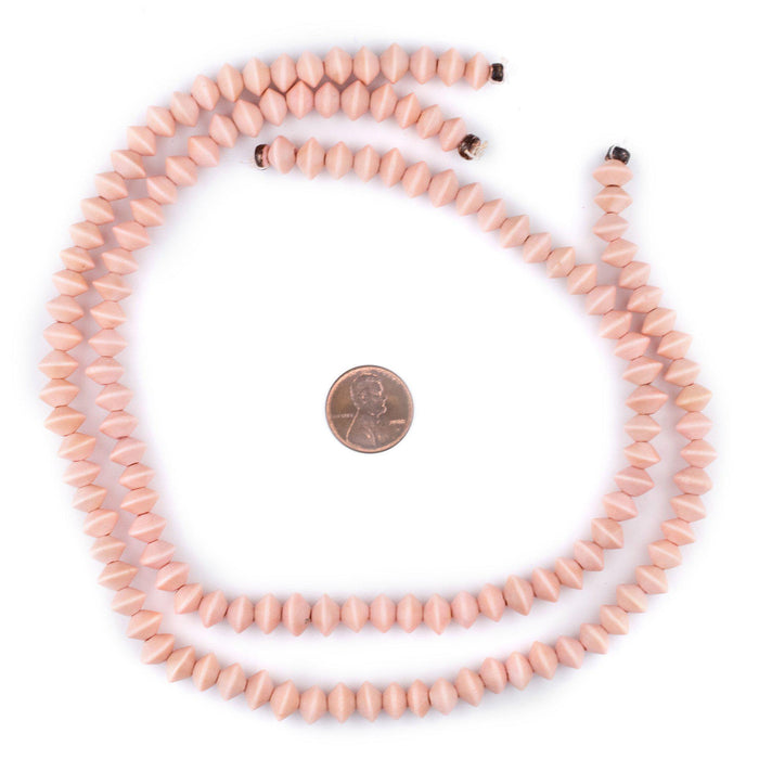 Pink Bicone Natural Wood Beads (5x8mm) - The Bead Chest