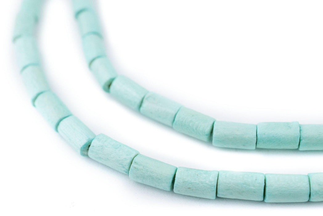 Mint Green Tube Natural Wood Beads (7x5mm) - The Bead Chest