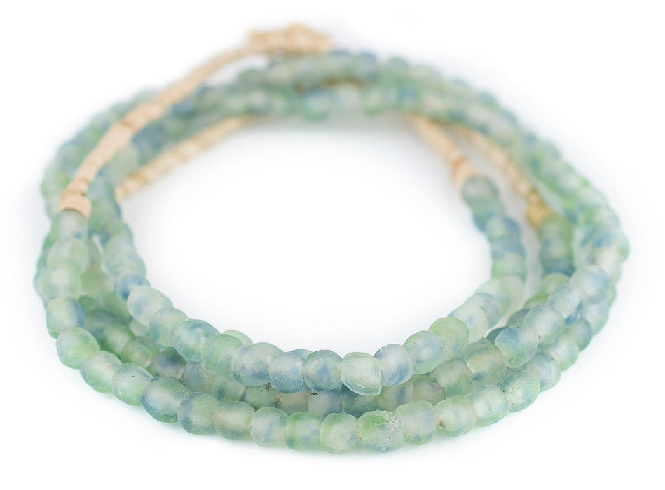 Blue-Green Swirl Recycled Glass Beads (7mm) - The Bead Chest